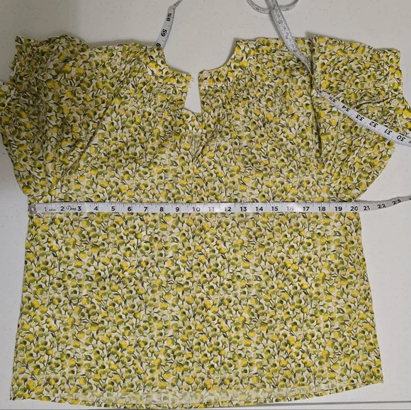 J. Crew High-neck Puff-sleeve Top Liberty Fabric Eliza's Yellow Women's Small - Picture 7 of 10